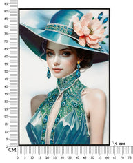 Wandbild Frau mit Hut 92 cm D – Leinwandbild Deko