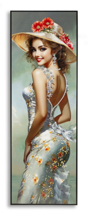 Wandbild Frau mit Hut 152 cm B – Leinwandbild Deko