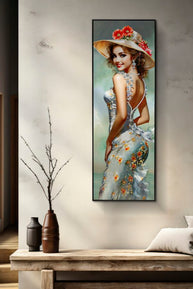 Wandbild Frau mit Hut 152 cm B – Leinwandbild Deko