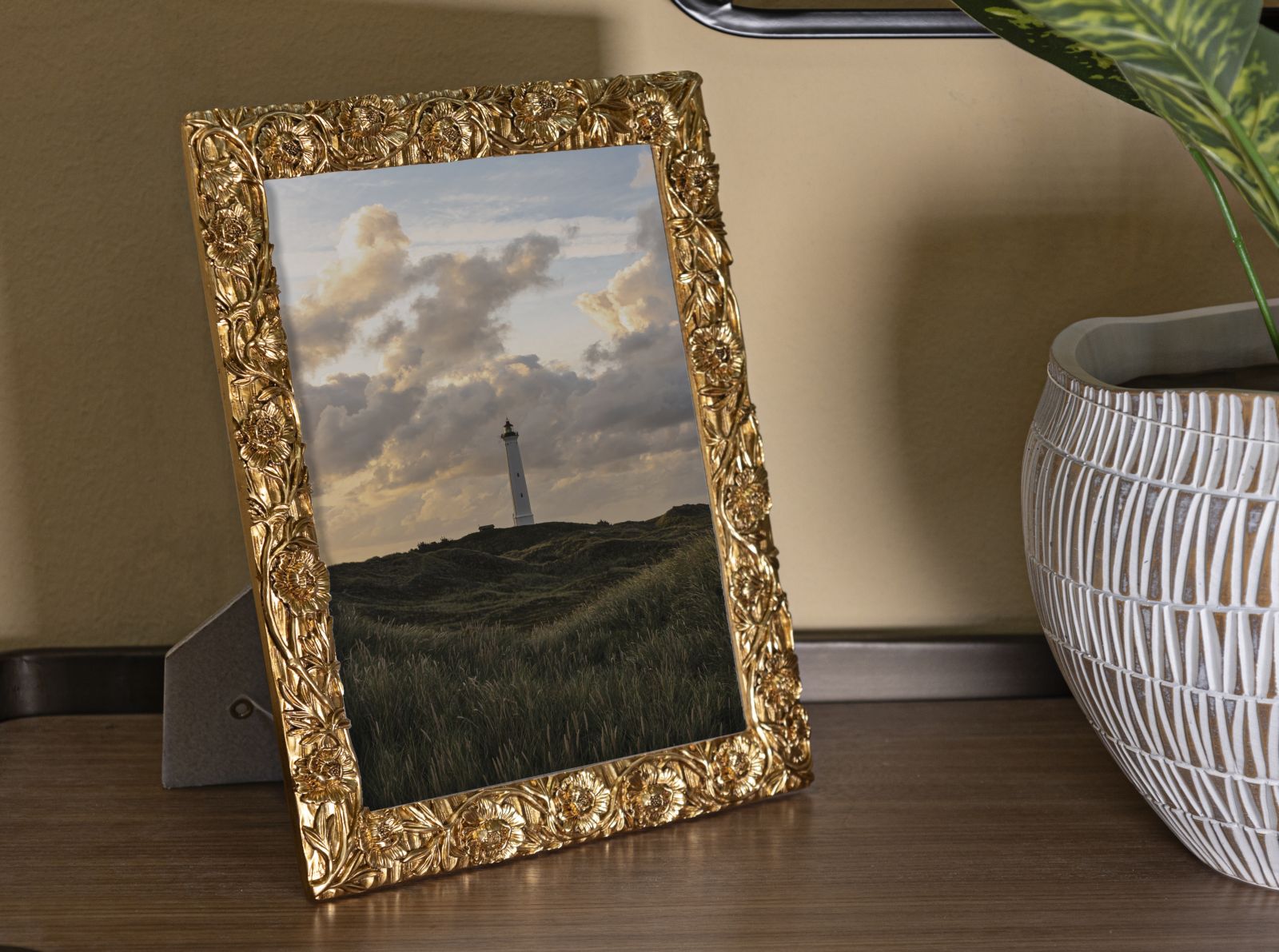 Bilderrahmen Mohn Gold Groß – Fotorahmen Deko