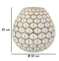 Vase Tibet Weiß Geometrisch Rund – Blumenvase Deko