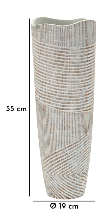 Blumenvase Holzoptik Weiß 55 cm