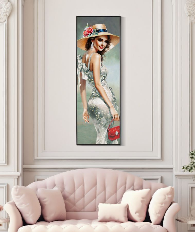 Wandbild Frau mit Hut 152 cm A – Leinwandbild Deko