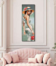 Wandbild Frau mit Hut 152 cm A – Leinwandbild Deko