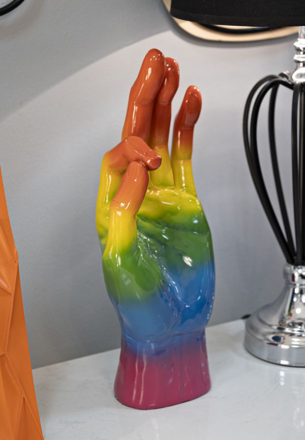 Dekofigur Hand OK Regenbogen – Skulptur Deko