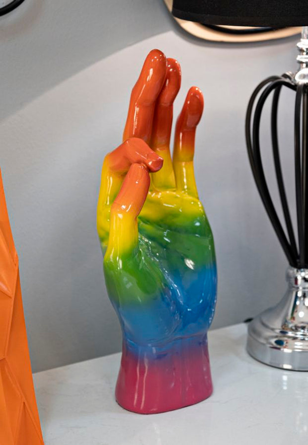 Dekofigur Hand OK Regenbogen – Skulptur Deko