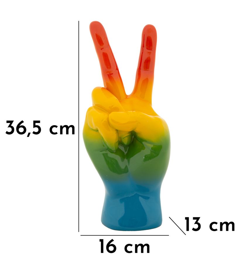 Dekofigur Hand Victory Regenbogen – Skulptur Deko