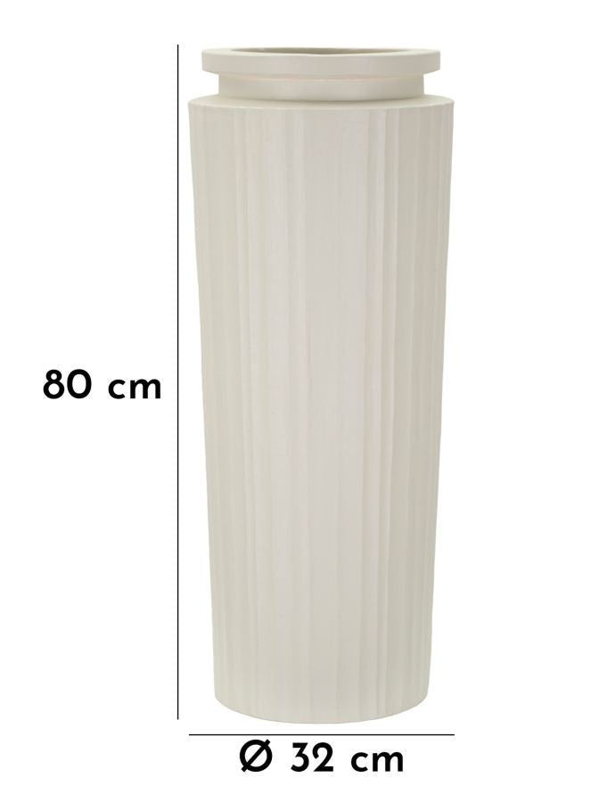 Bodenvase Gerippt Creme 80 cm