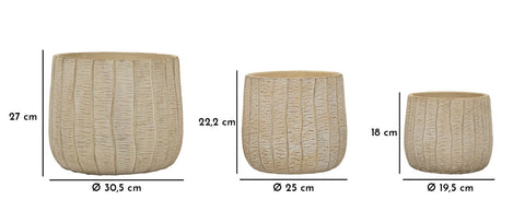 Übertopf Flake Creme 3er Set 27 cm