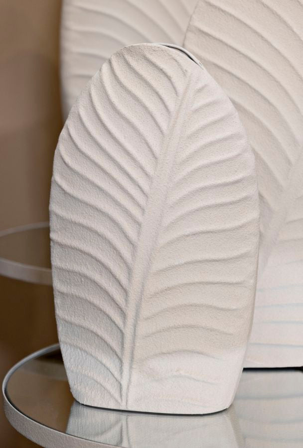 Vase Dune Blattstruktur Creme Klein – Blumenvase Deko