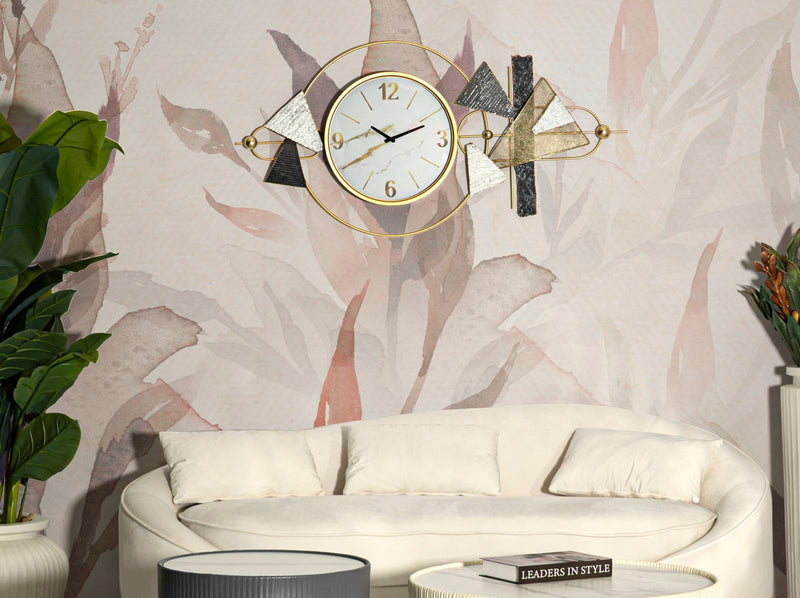 Wanduhr Geometrisch Bunt 60 cm – Uhr Wohnzimmer