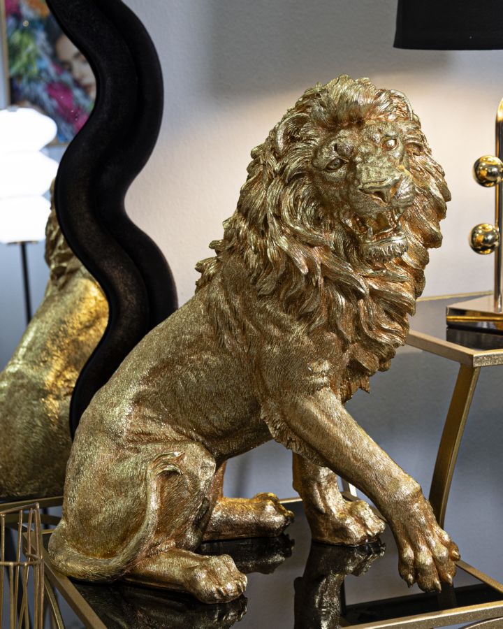 Dekofigur Löwe Sitzend Gold – Tierfigur
