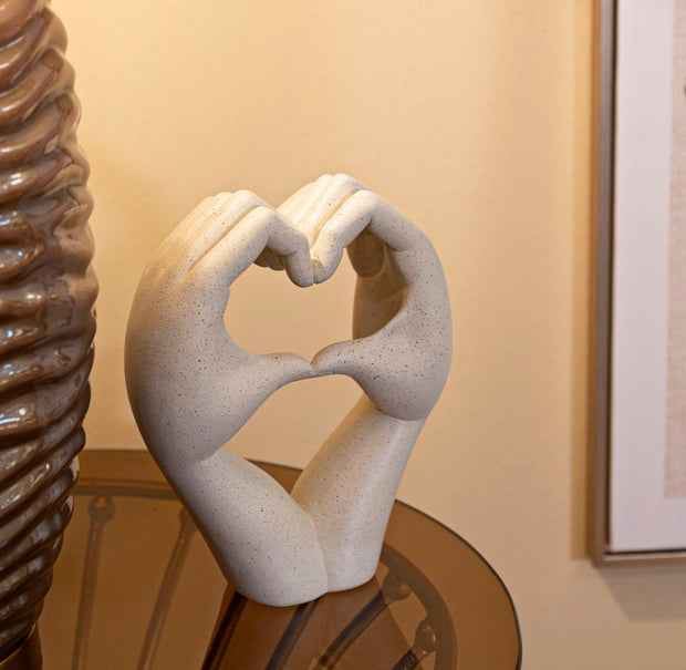 Dekofigur Hände Herz Creme – Skulptur Deko