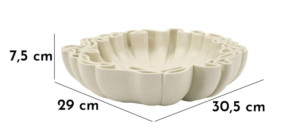 Dekotablett Stons Creme Skulptur – Serviertablett