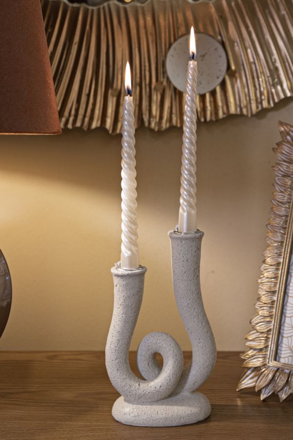 Kerzenständer Stons Creme Skulptur – Kerzenhalter Deko