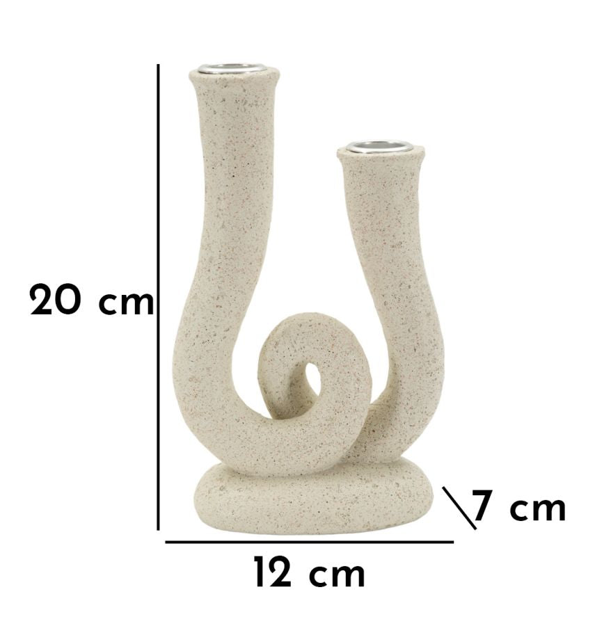 Kerzenständer Stons Creme Skulptur – Kerzenhalter Deko