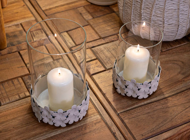 Kerzenhalter mit Glas Creme 21 cm – Kerzenhalter