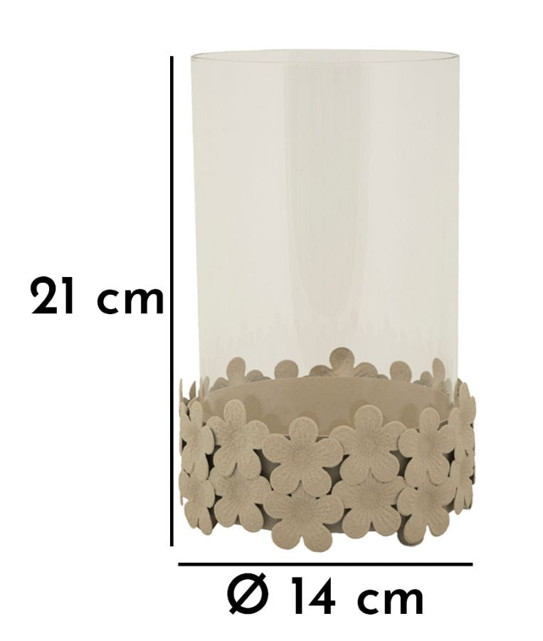 Kerzenhalter mit Glas Creme 21 cm – Kerzenhalter
