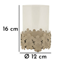 Kerzenhalter mit Glas Creme 16 cm – Kerzenhalter