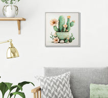 Wandbild Kaktus 40 cm – Leinwandbild Deko