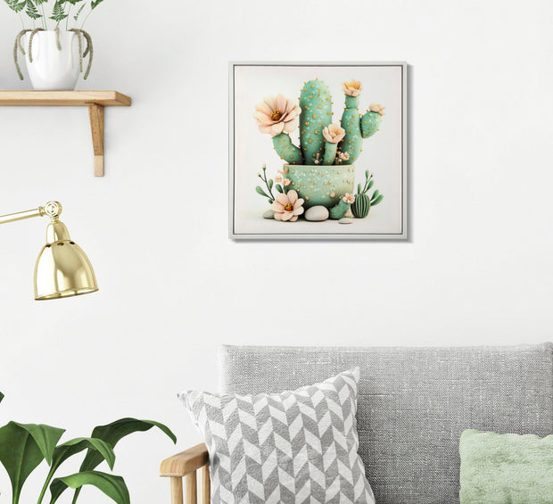 Wandbild Kaktus 40 cm – Leinwandbild Deko