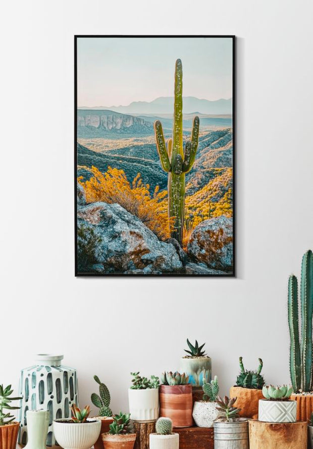 Wandbild Kaktus Wüste 90 cm – Leinwandbild Deko