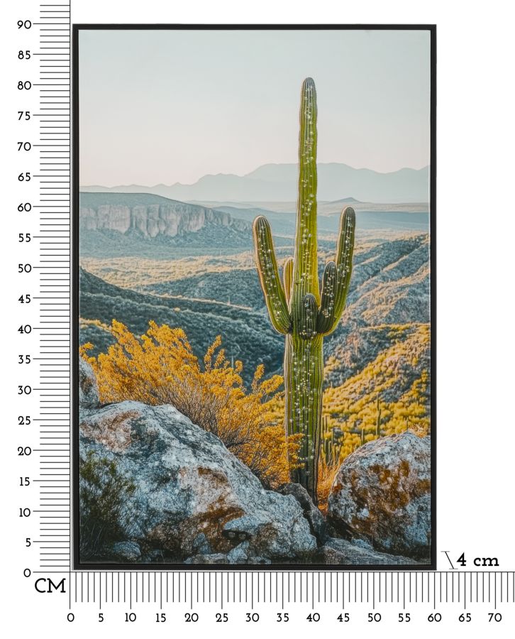 Wandbild Kaktus Wüste 90 cm – Leinwandbild Deko