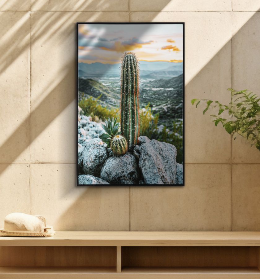 Wandbild Kaktus 90 cm – Leinwandbild Deko