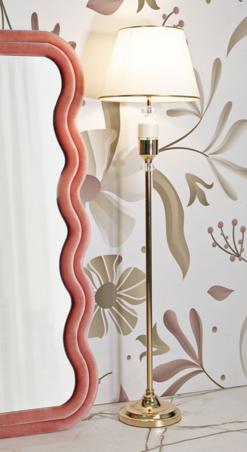 Stehlampe Gold Weiß 160 cm – Stehleuchte