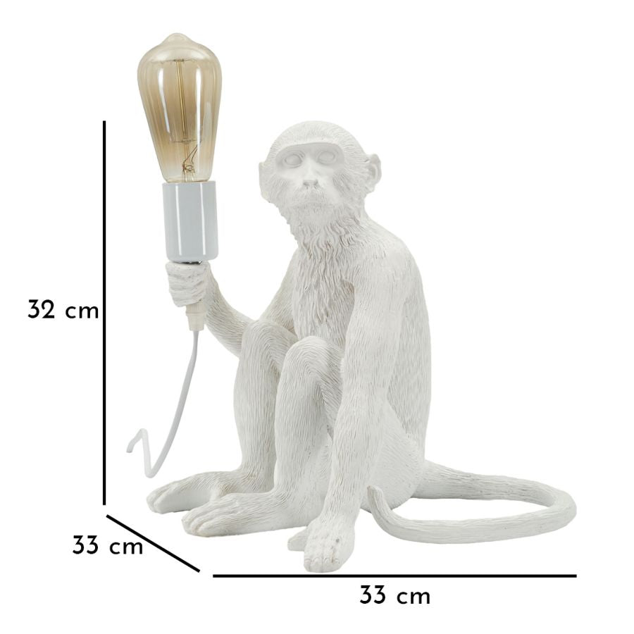 Tischlampe Affe Weiß 32 cm – Tischleuchte
