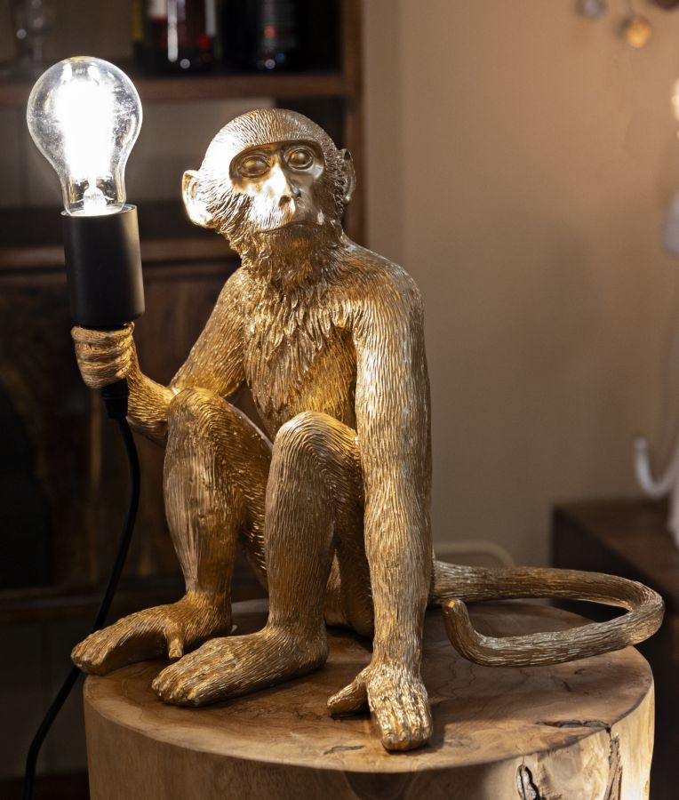 Tischlampe Affe Gold 32 cm – Tischleuchte