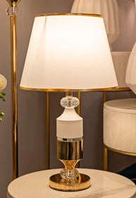 Tischlampe Gold Weiß 52 cm – Tischleuchte