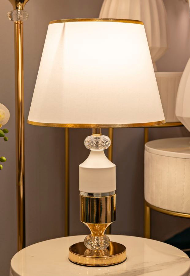 Tischlampe Gold Weiß 52 cm – Tischleuchte