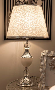 Tischlampe Silber Weiß 54 cm – Tischleuchte