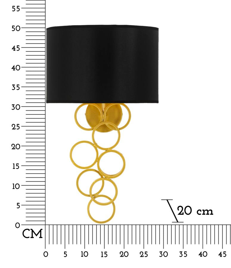 Wandleuchte Gold Schwarz 50 cm – Wandlampe