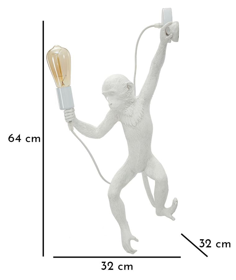 Wandleuchte Affe Weiß 64 cm – Wandlampe