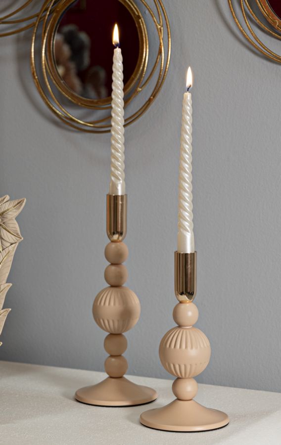 Kerzenständer Aster Rosa Gold 2er Set – Kerzenhalter Deko