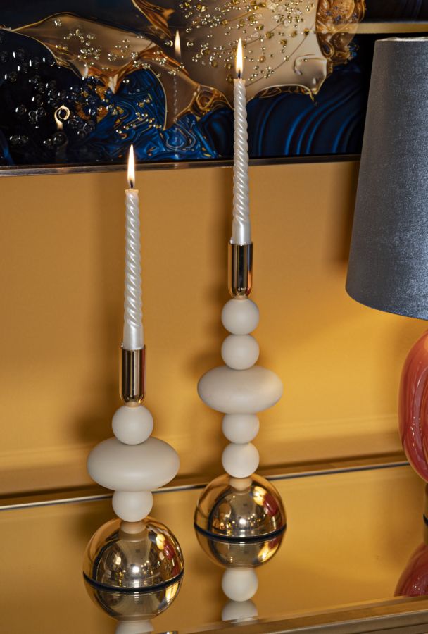 Kerzenständer Galaxy Creme Gold 2er Set – Kerzenhalter Deko