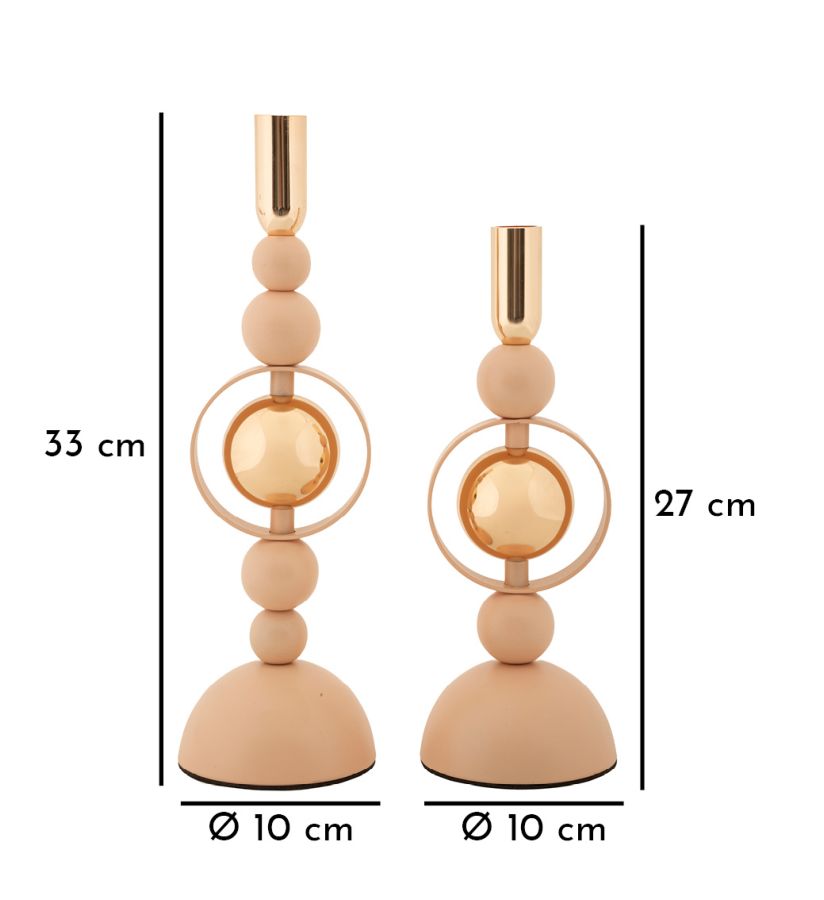 Kerzenständer Saturn Rosa Gold 2er Set – Kerzenhalter Deko