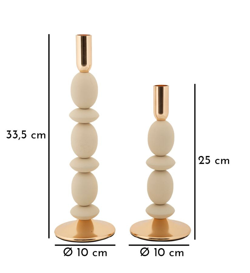 Kerzenständer Shuttle Creme Gold 2er Set – Kerzenhalter Deko