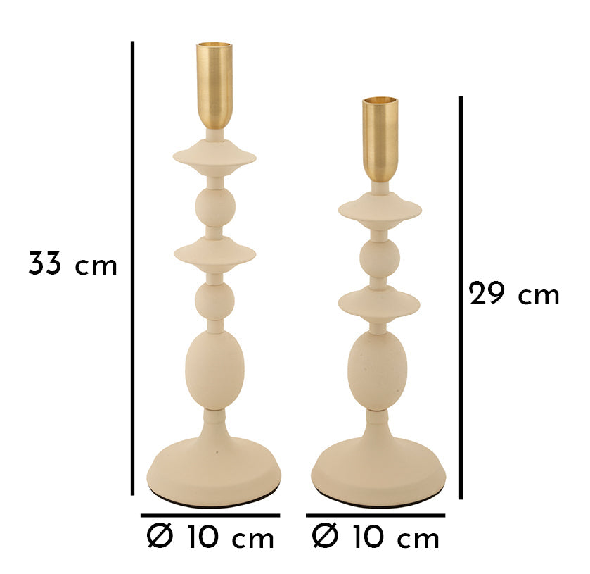 Kerzenständer Gemini Creme Gold 2er Set – Kerzenhalter Deko