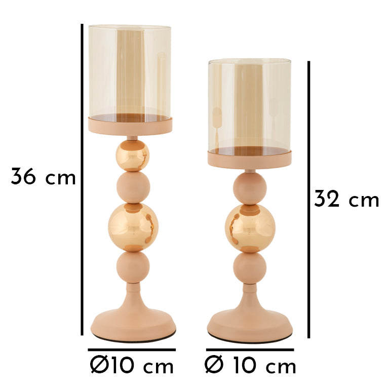 Kerzenständer Glassy Rosa Gold Glas 2er Set – Kerzenhalter Deko