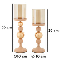 Kerzenständer Glassy Rosa Gold Glas 2er Set – Kerzenhalter Deko