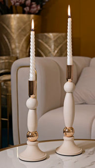 Kerzenständer Strek Creme Gold 2er Set – Kerzenhalter Deko