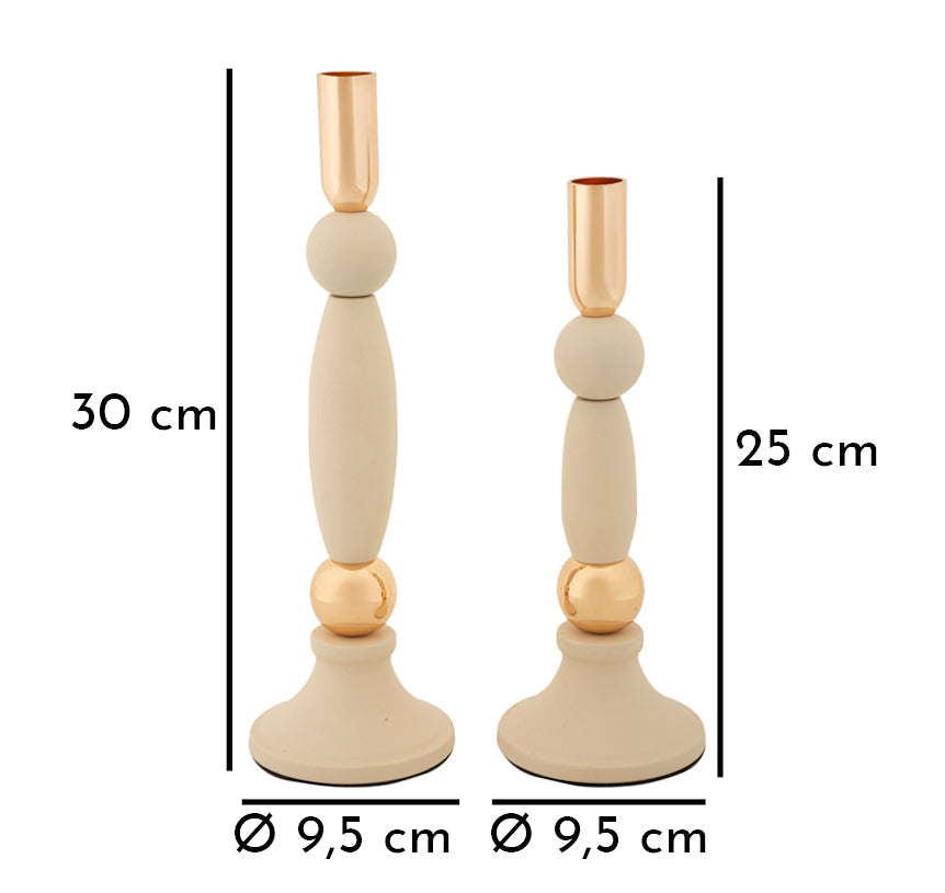 Kerzenständer Strek Creme Gold 2er Set – Kerzenhalter Deko