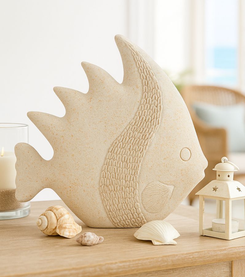 Dekofigur Fisch Beige 24,5 cm – Tierfigur
