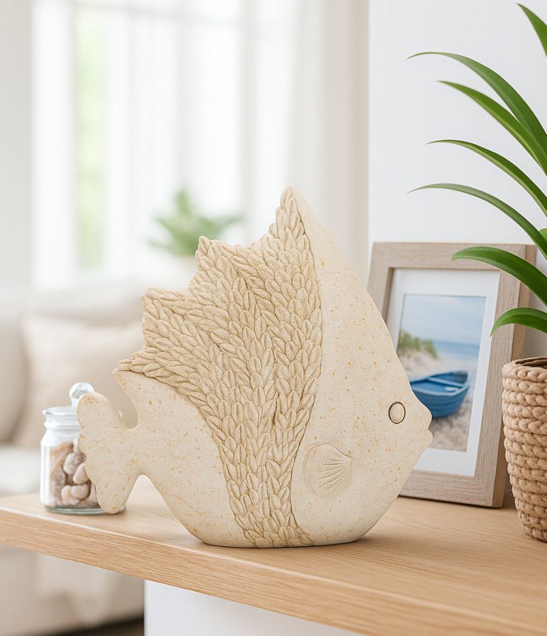 Dekofigur Fisch Beige 16,8 cm – Tierfigur