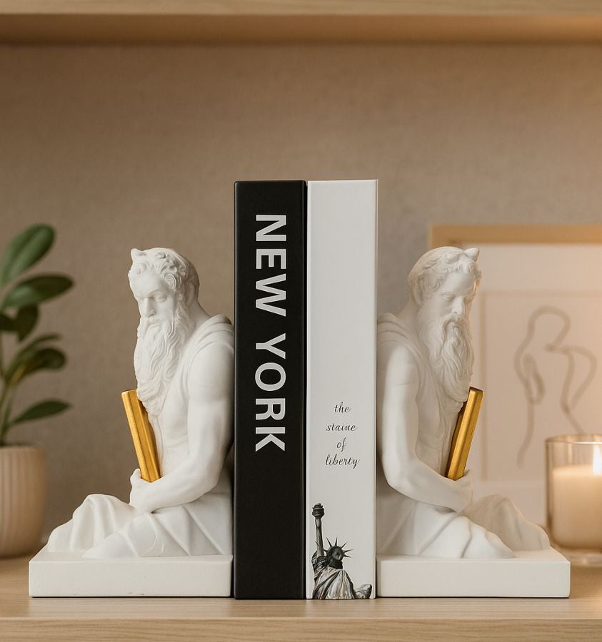 Buchstütze Poseidon Weiß Gold – Dekoobjekt
