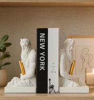 Buchstütze Poseidon Weiß Gold – Dekoobjekt