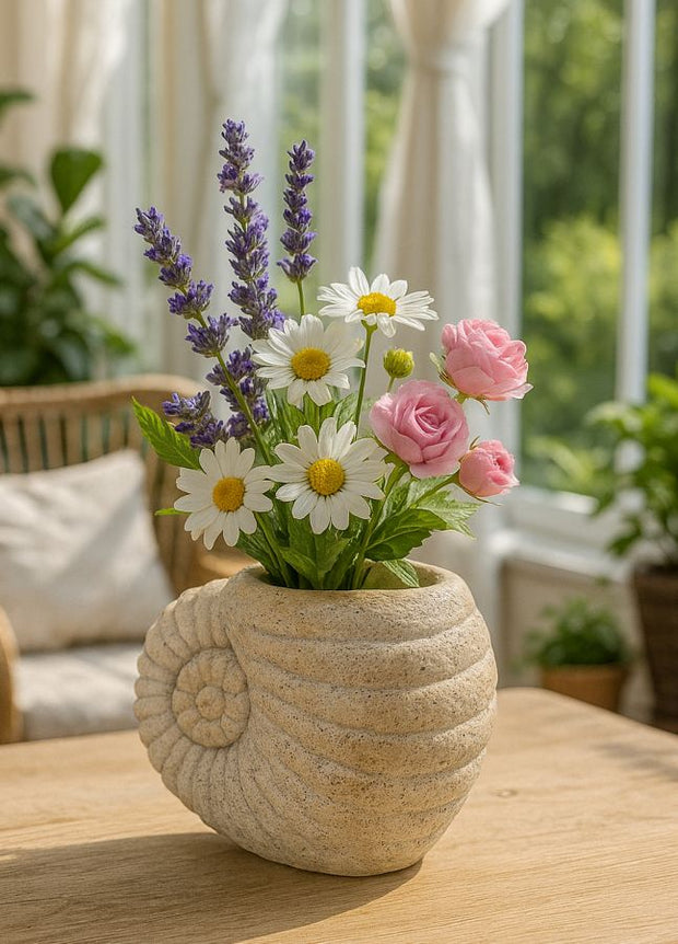 Blumenvase Muschel Beige 23 cm – Dekovase